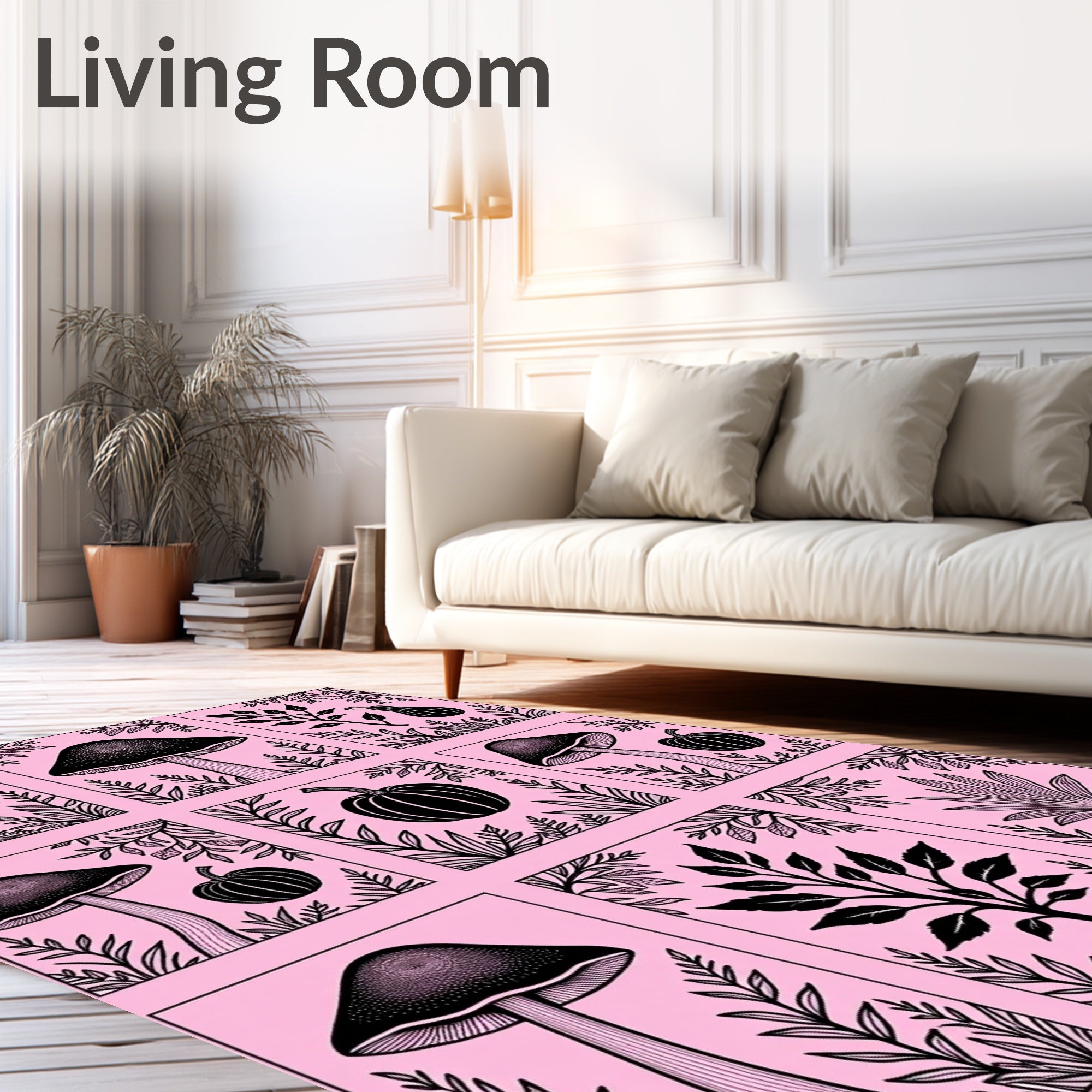 Botanical Mushroom Squash Print Rug