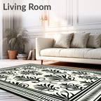 Classic Damask Floral Pattern Rug