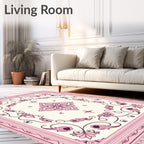 Pink Floral Swirls Borders Rug