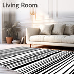 Modern Black White Stripe Pattern Rug