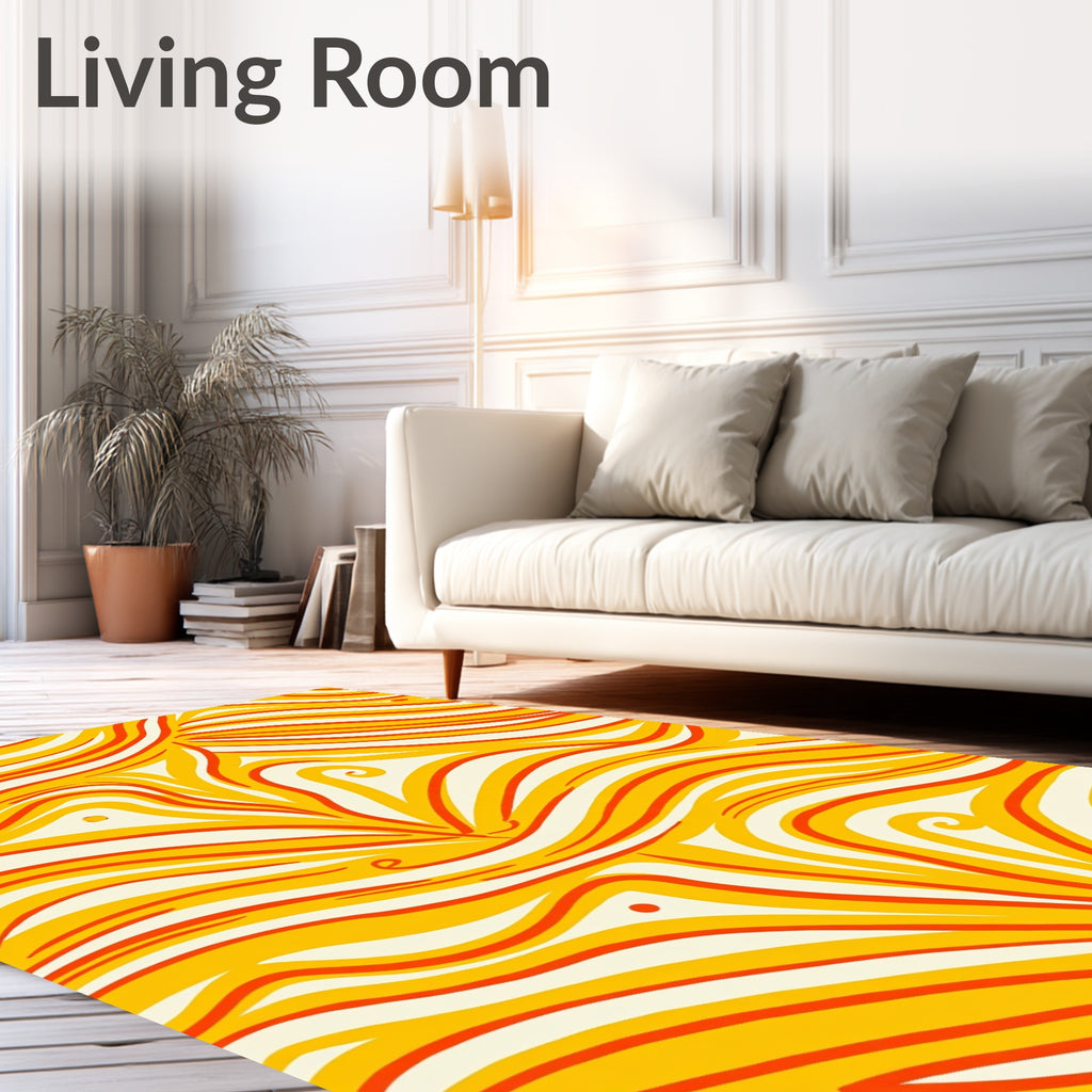 Groovy Swirls Yellow Orange Rug