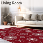 White Snowflake Sunburst Geometric Pattern Rug