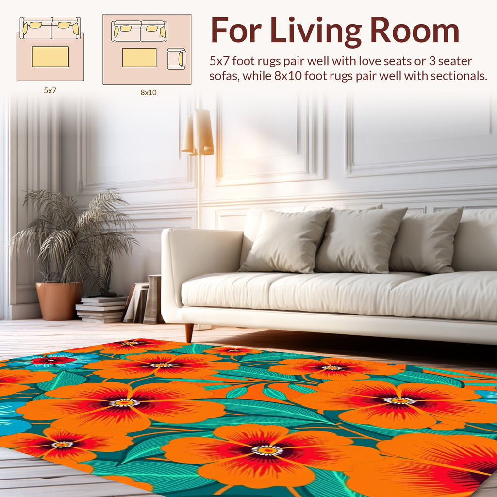 Vibrant Floral Pattern Design Rug