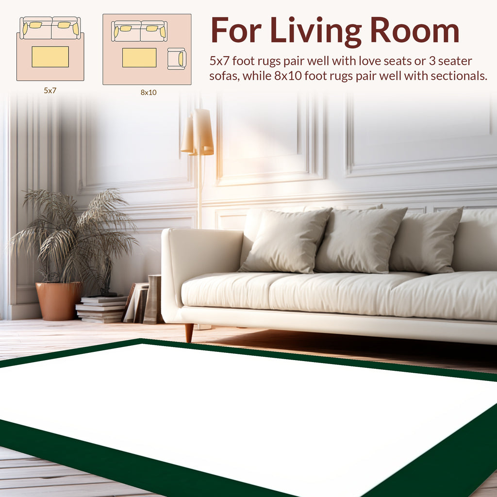 Classic Dark Green Border Design Rug