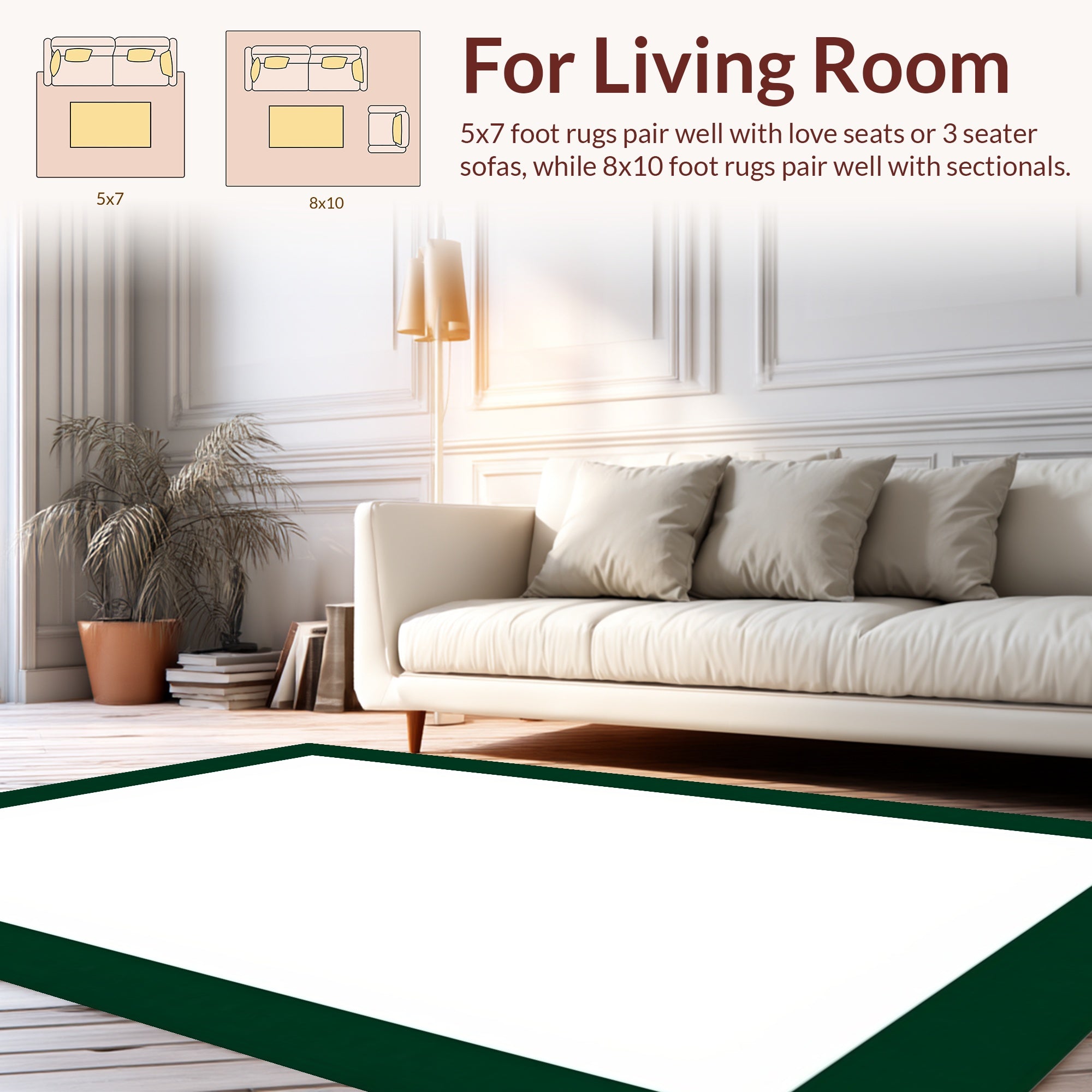 Classic Dark Green Border Design Rug