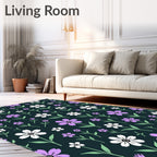 Floral Garden Lavender White Pattern Rug