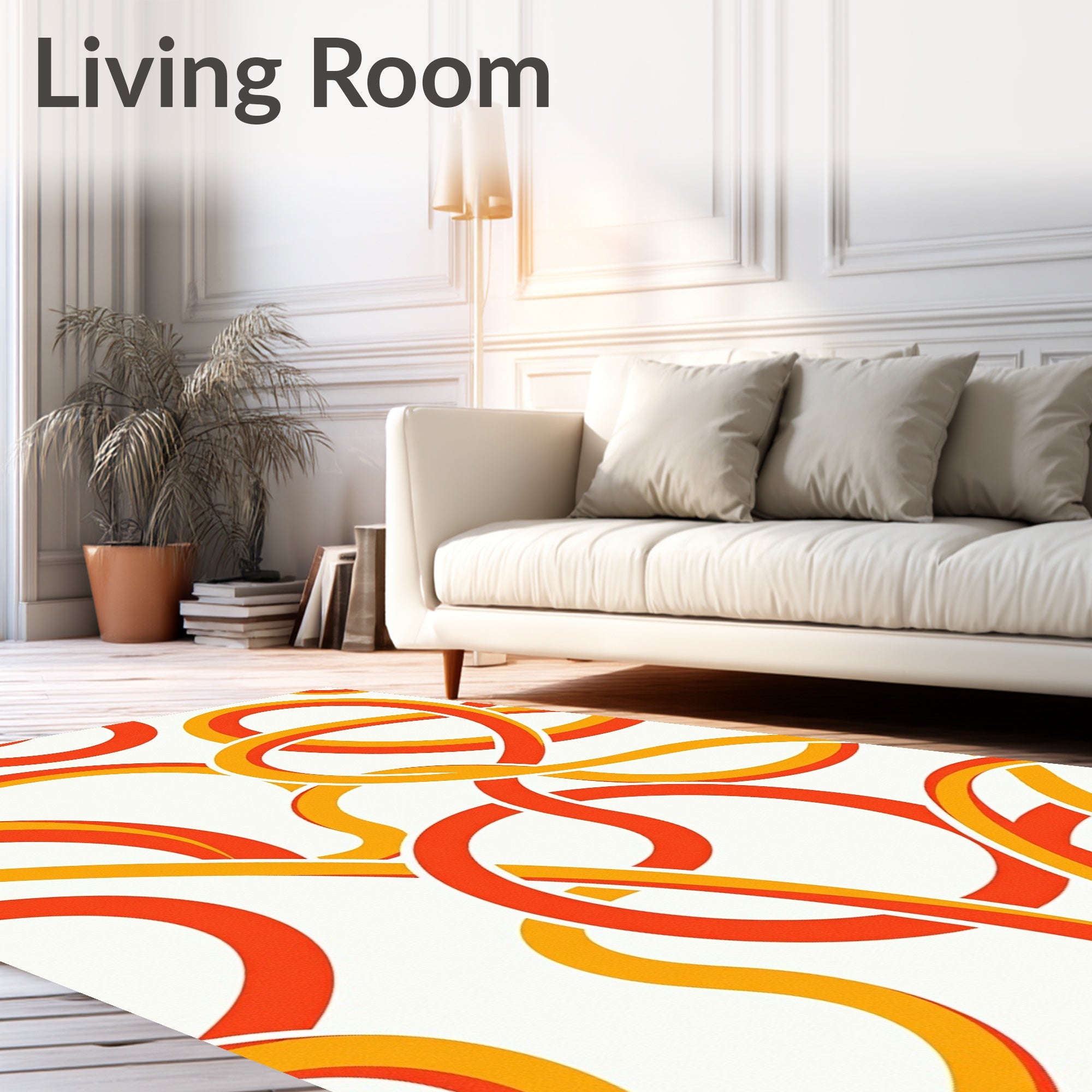 Geometric Orange Yellow Interlocking Loops Rug