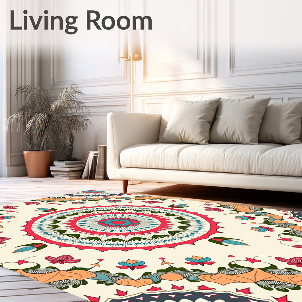 Floral Mandala Vibrant Radial Design Rug