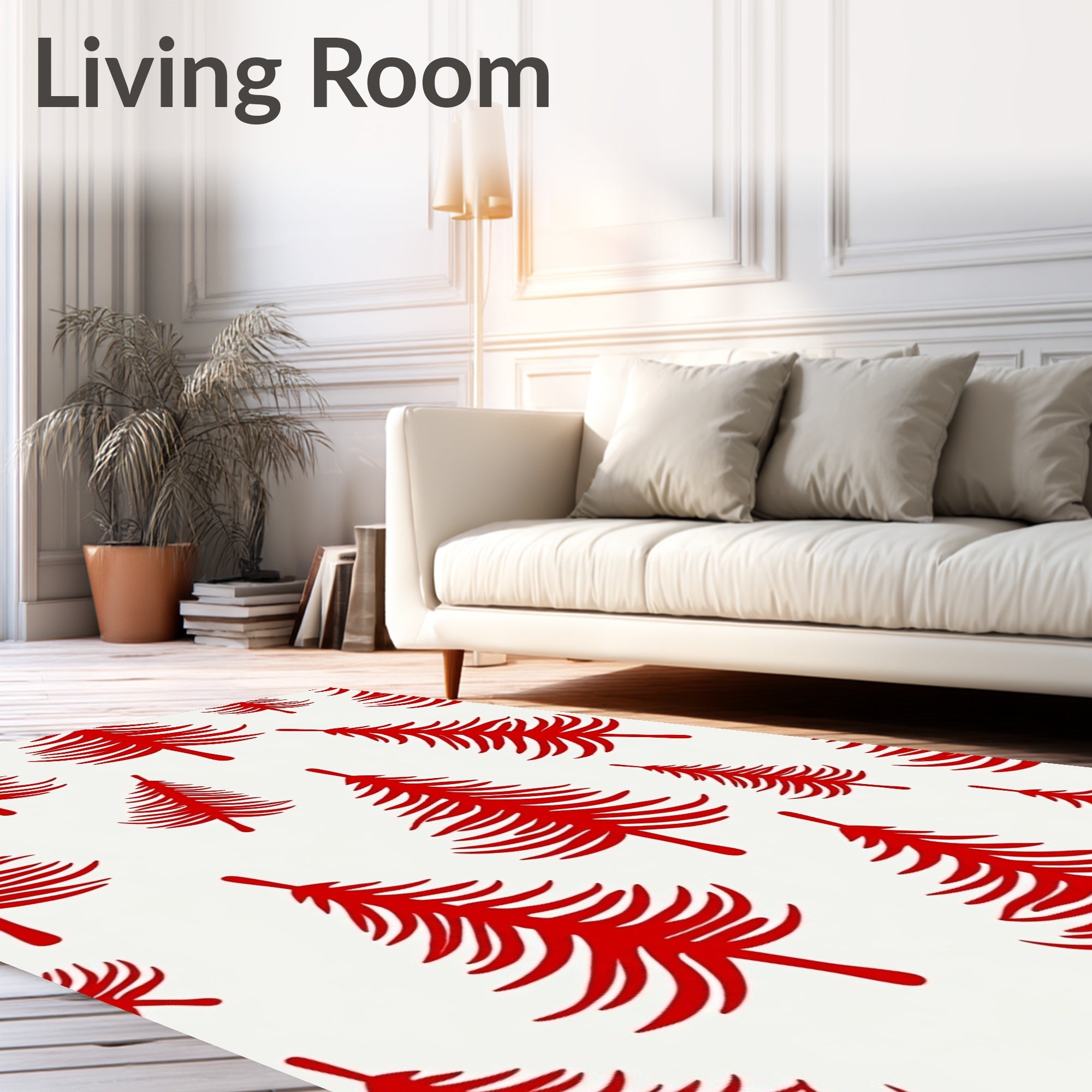 Radiant Red Pine Tree Pattern Rug