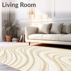 Cream Beige Abstract Wave Pattern Rug