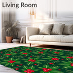 Festive Red Berry Evergreen Sprig Rug