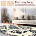 Ornate Black Floral Damask Pattern Rug