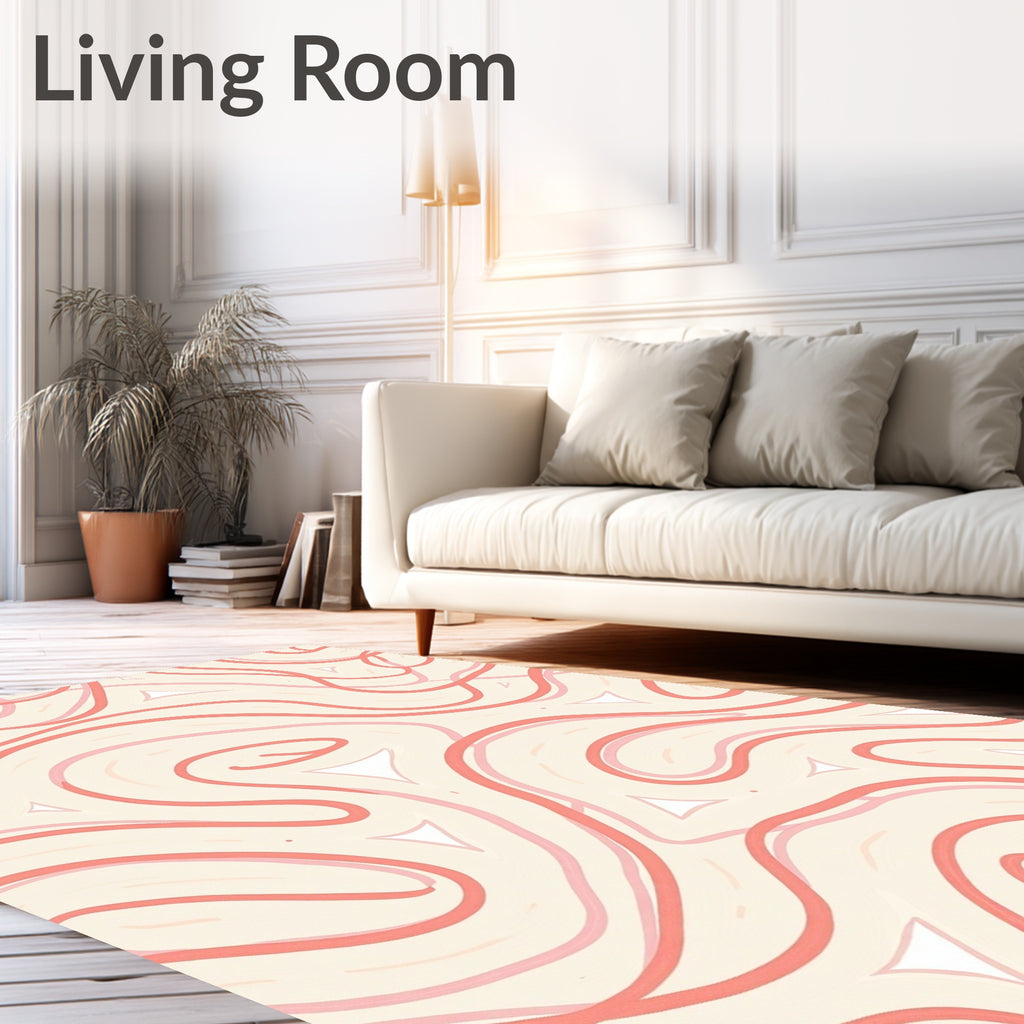 Coral And Cream Swirling Pattern Rug