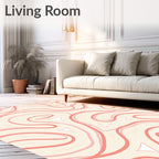 Coral And Cream Swirling Pattern Rug