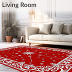 Red Floral Leaf Intricate Border Design Rug