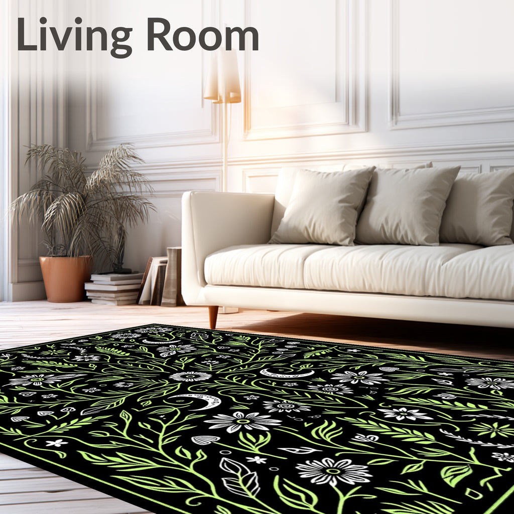 Mystical Floral Moon Branch Design Rug