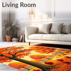Autumn Orchard Scene With Birds Rug