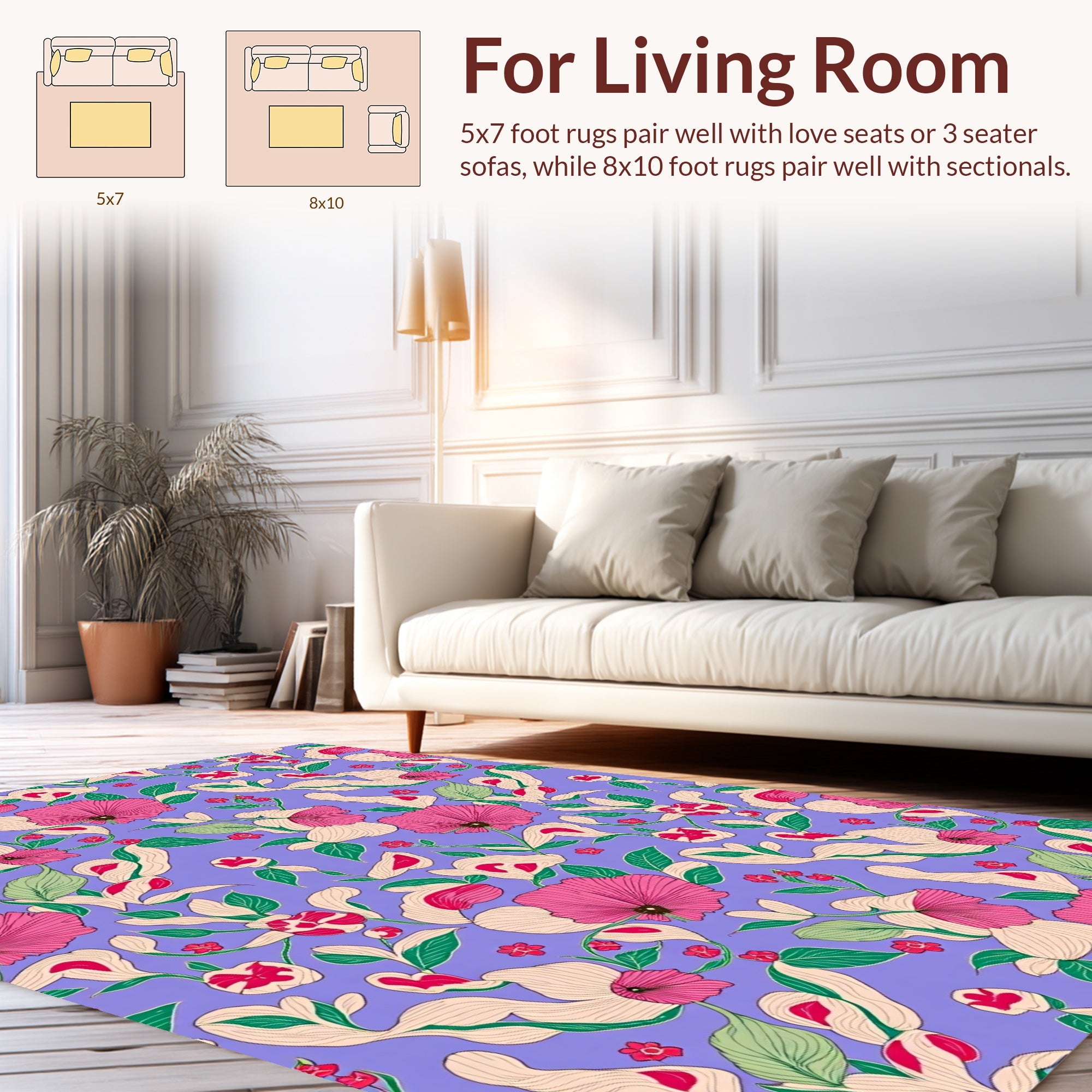 Whimsical Floral Pattern Rug
