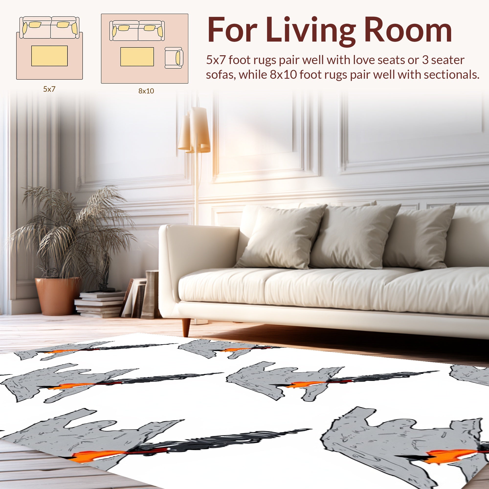 Abstract Fire Winged Shape Rug