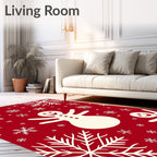 Playful Snowmen Snowflake Pattern Rug
