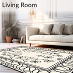 Whimsical Floral Line Art Design Rug