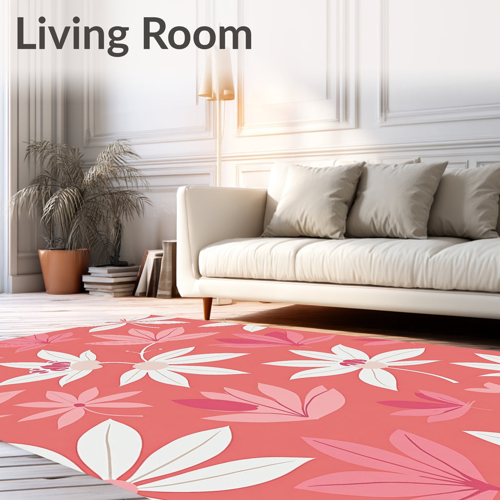 Coral Floral Pattern Artwork Rug