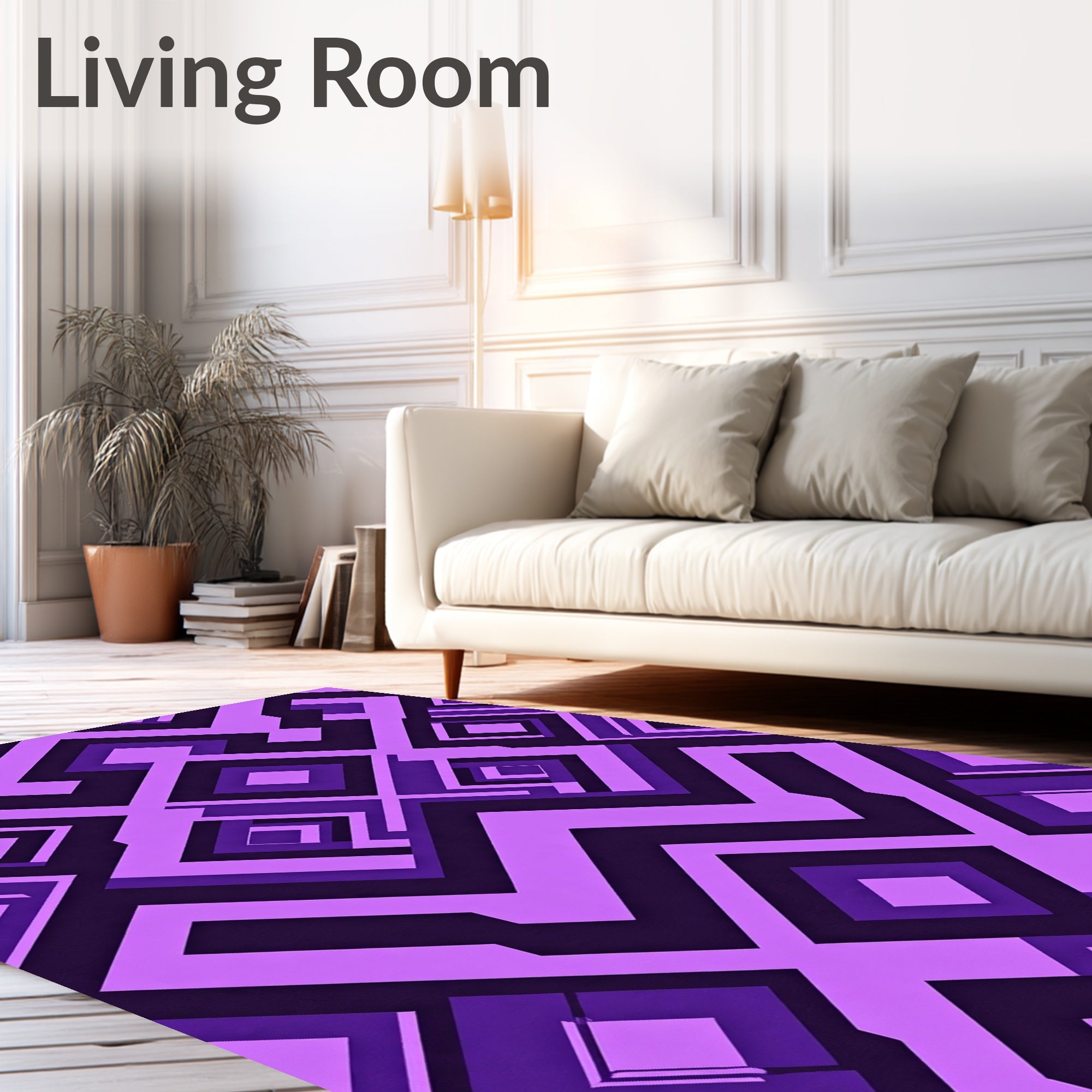 Purple Geometric Diamond Pattern Rug