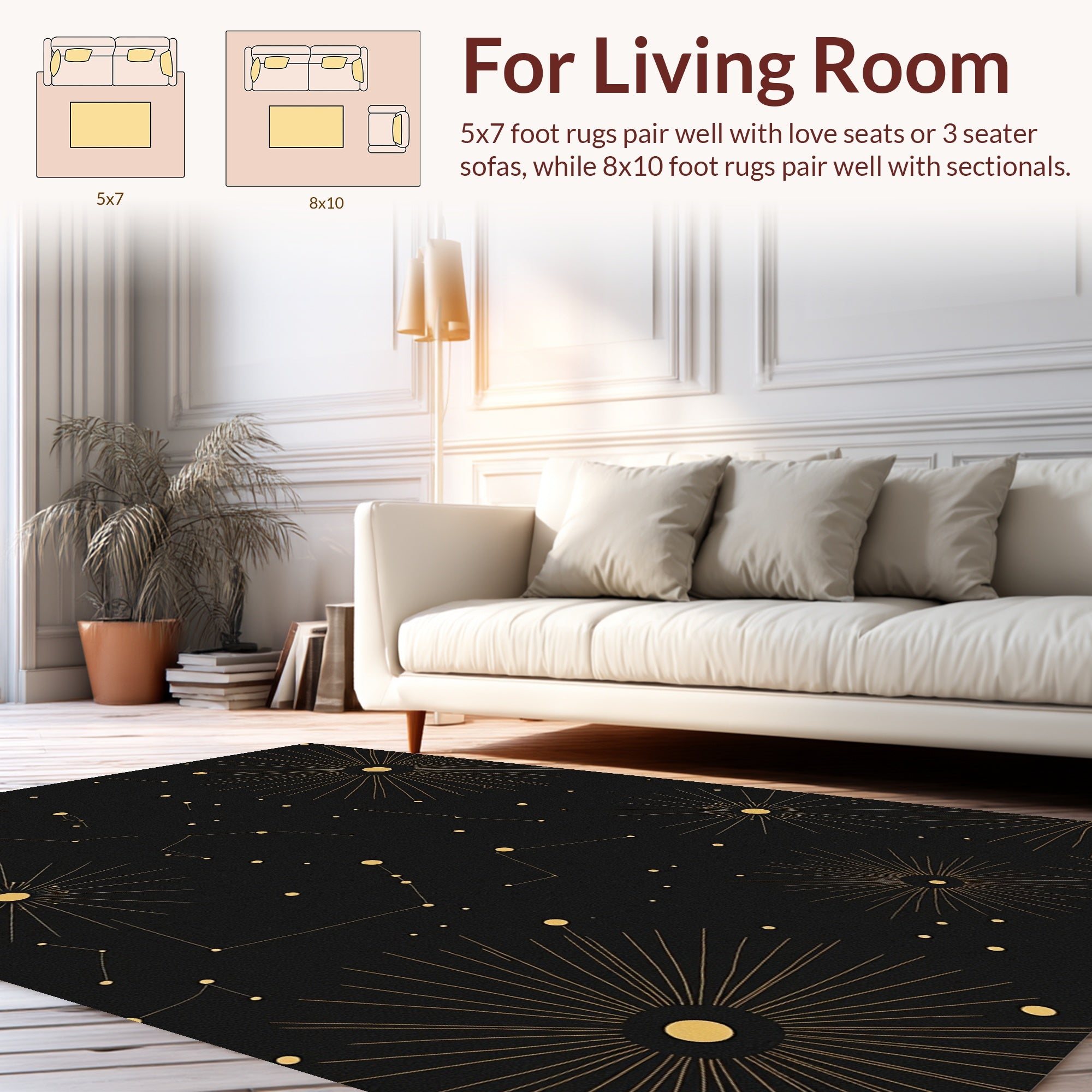 Celestial Starburst Constellation Design Rug