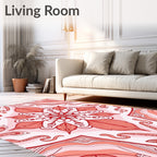 Intricate Blooming Red Mandala Pattern Rug