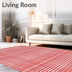 Red Gridded Modern Pattern Rug