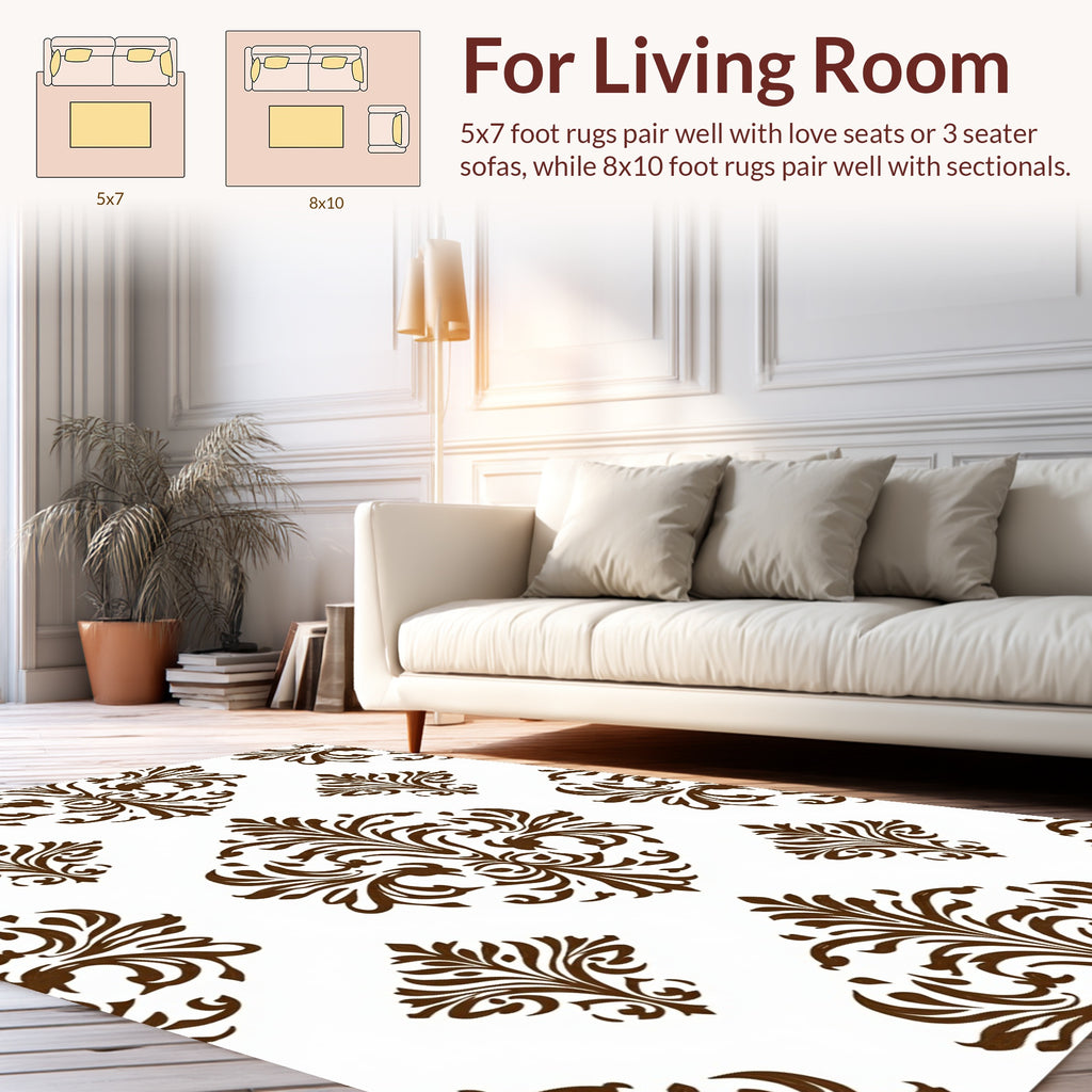 Classic Scrollwork Damask Pattern Rug