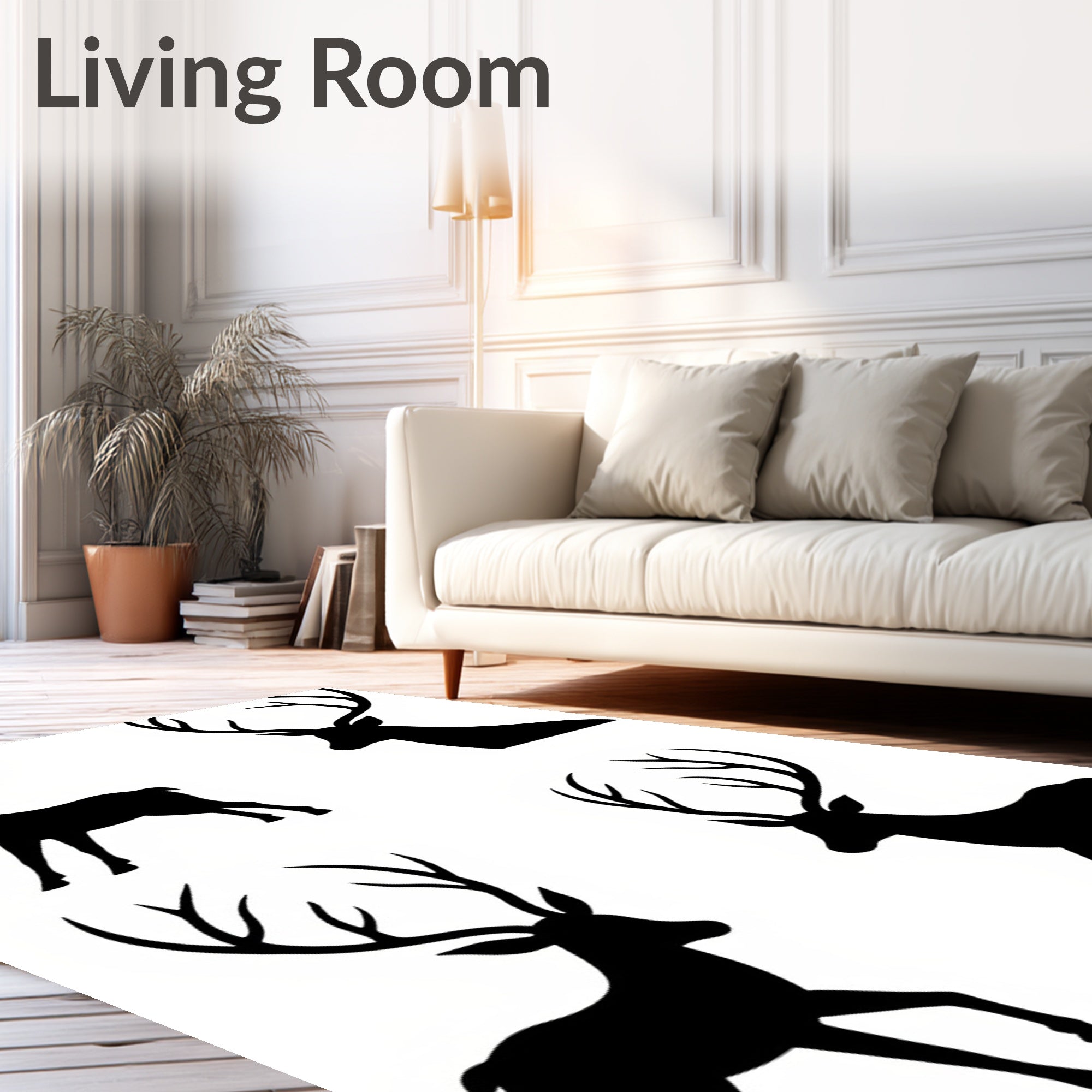 Black Stag Silhouette Quartet Rug