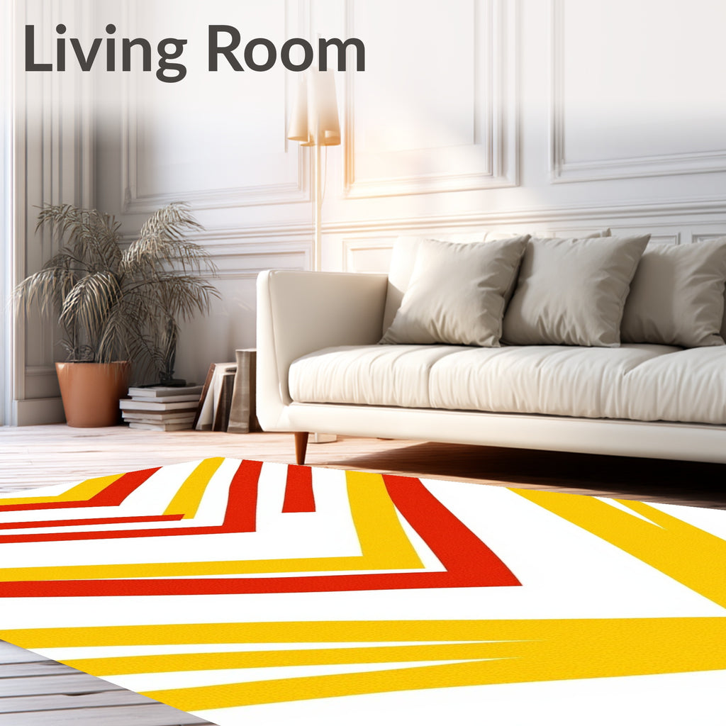 Bold Red Yellow Chevron Pattern Rug