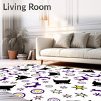 Whimsical Black Purple Star Pattern Rug
