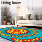 Vibrant Sunburst Floral Mandala Rug