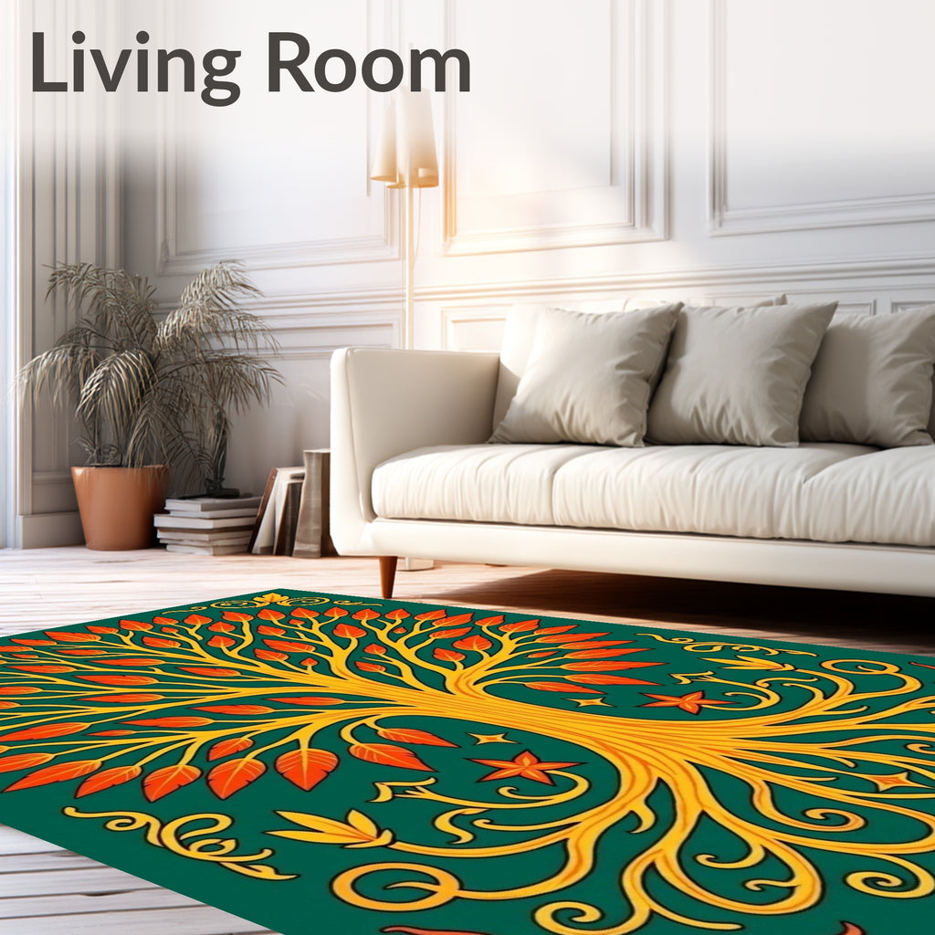 Tree of Life Golden Orange Pattern Rug