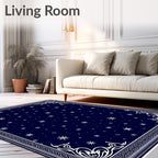 Deep Blue Starry Night Snowfall Rug