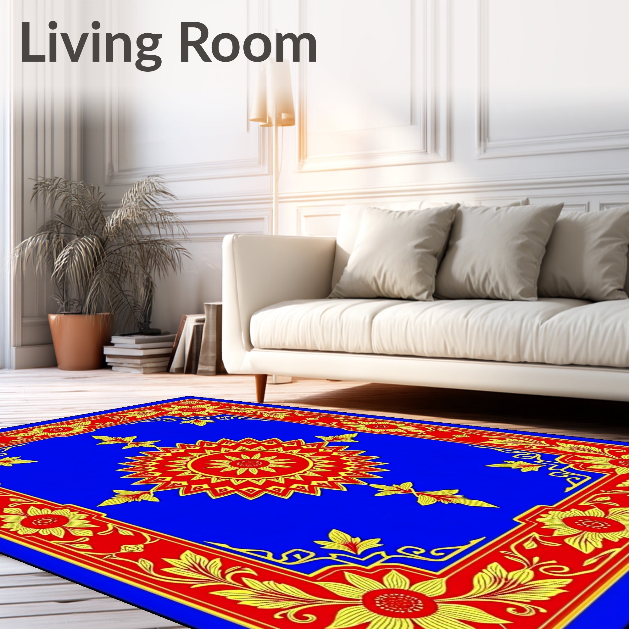 Vibrant Floral Sunburst Motif Rug