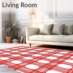 Symmetric Red Line Pattern Rug