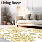 Golden Medallion Floral Pattern Rug