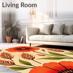Bold Floral Pattern With Leaf Accents Rug
