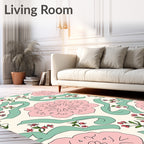 Pastel Floral Ribbon Pattern Design Rug