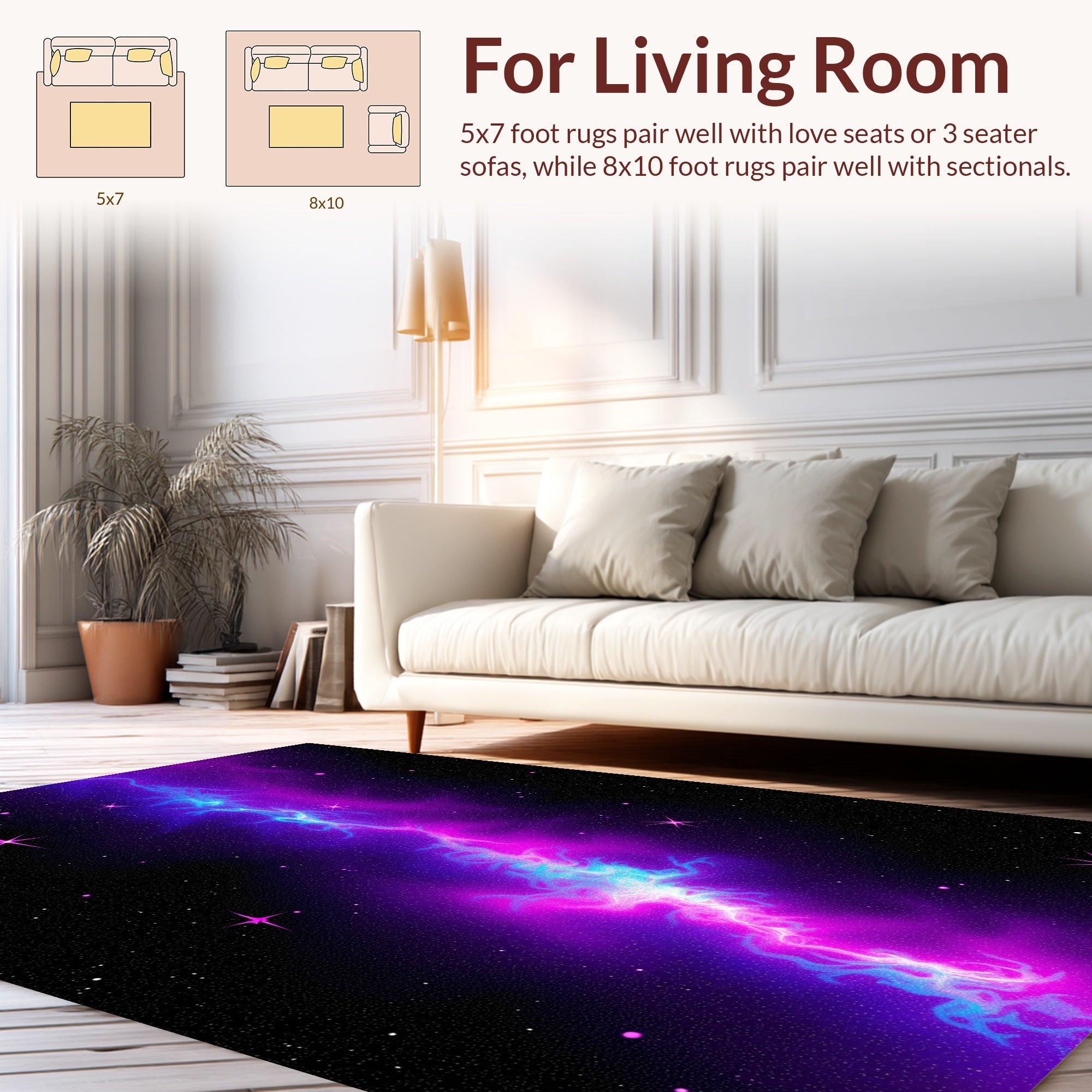 Vibrant Nebula And Star Pattern Rug