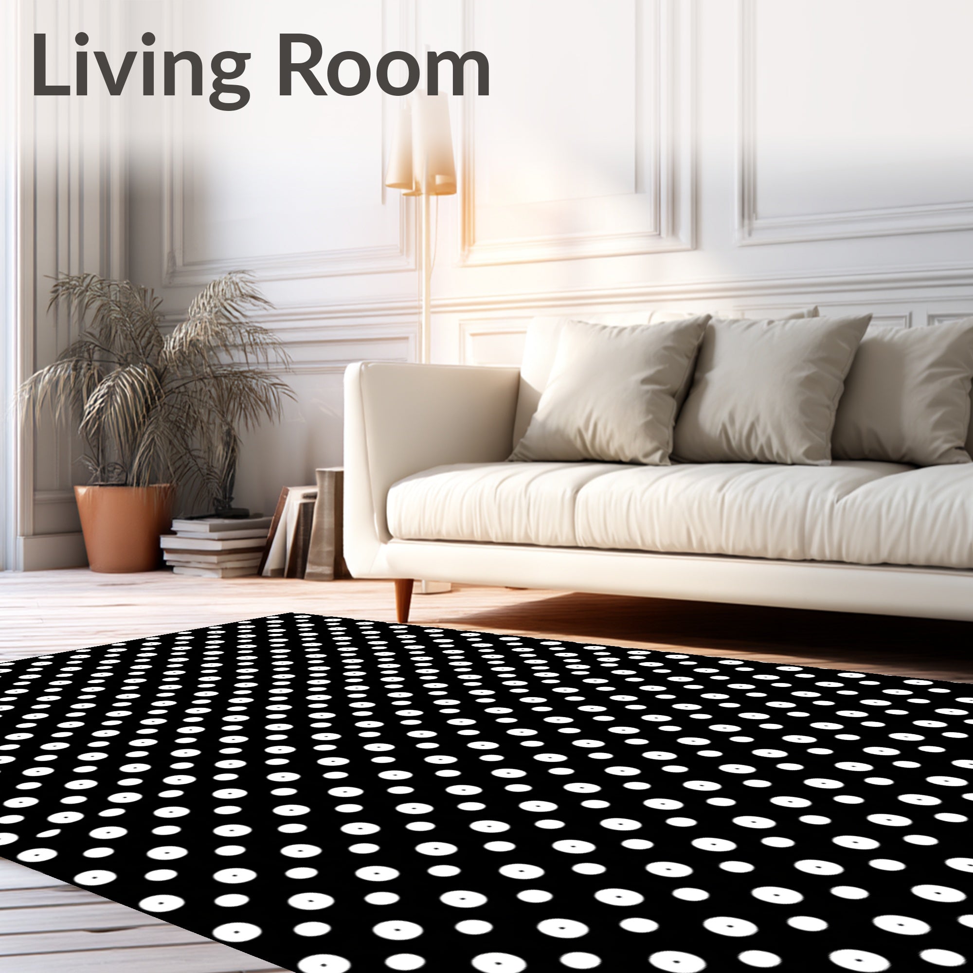 Black White Dot Pattern Design Rug
