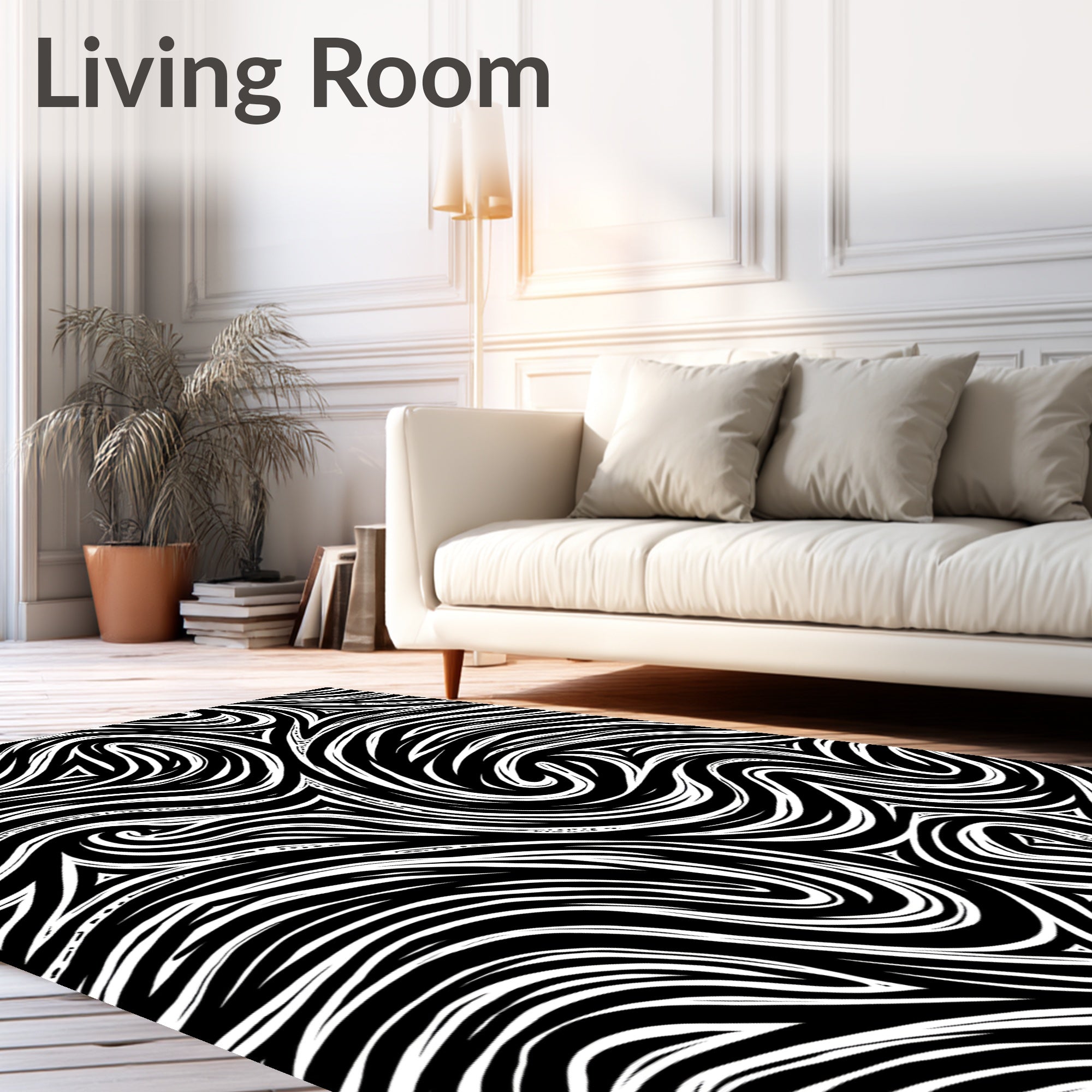 Abstract Swirling Mono Line Art Rug