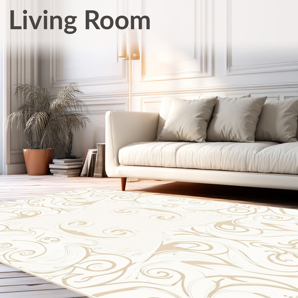 Elegant Swirl Pattern Neutral Tones Rug