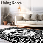 Skull Gothic Floral Ornament Rug