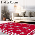 Crimson Snowfall Winter Scene Rug