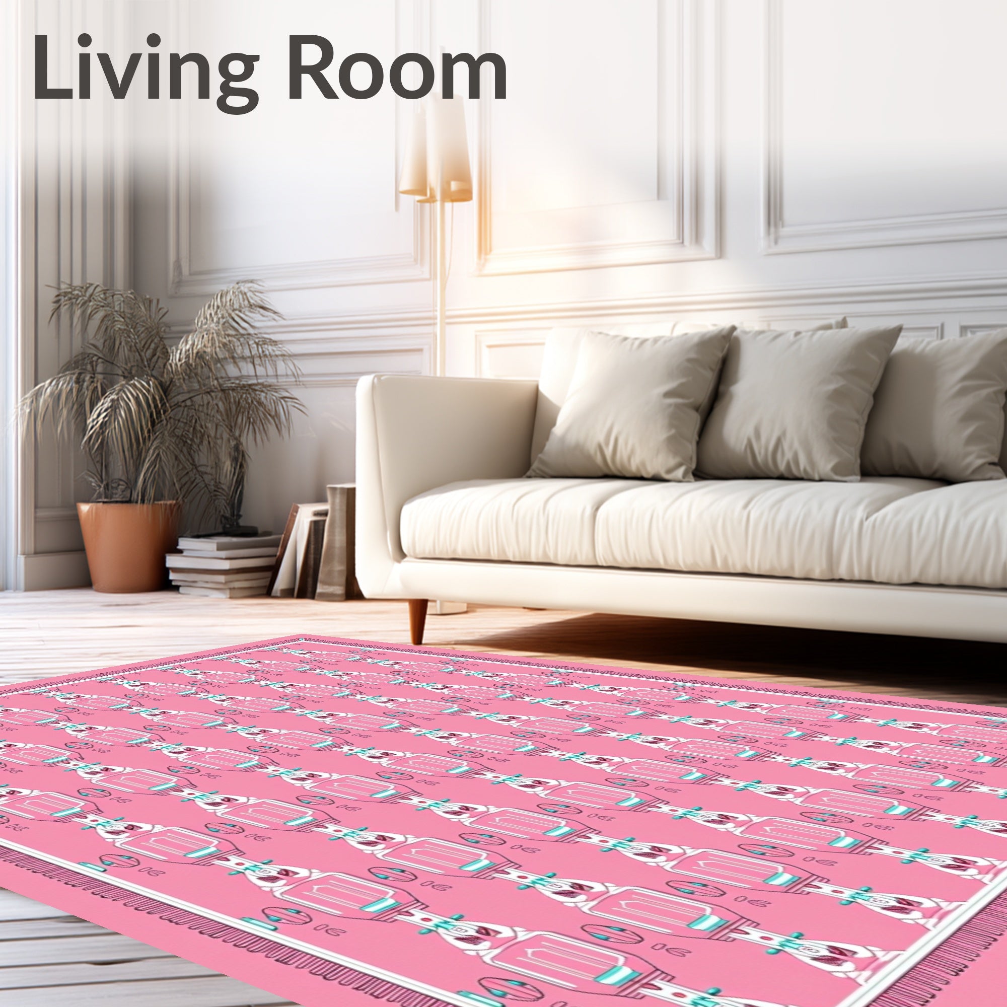 Pink Geometric Lantern Pattern Rug