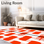 Orange Plaid Rounded Rectangles Design Rug